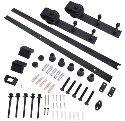 Dubbele Binnenlandse Staldeurhardware Kit Matte Black Wall Mounted