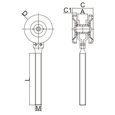 GL49A de Rolspoor van de staal Hangend Deur met het Dragen van Spoor 2 Wielenrol 55mm