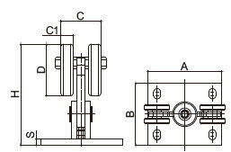 De schuifdeurhardware 8 wielen 5 rijdt openlucht zilverachtige gouden de cantileveruitrustingen van de Schuifdeurhardware