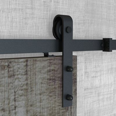 Dubbele Binnenlandse Staldeurhardware Kit Matte Black Wall Mounted