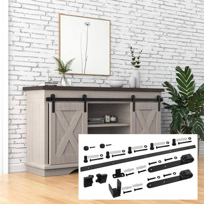 6 voet Stevig Staalmini barn door hardware kit voor Dubbele Meubilair Houten Deuren