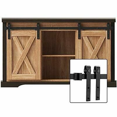 Zwarte Klassieke Riem Mini Barn Door Hardware Kit 6 Voet voor Dubbele Houten Deuren